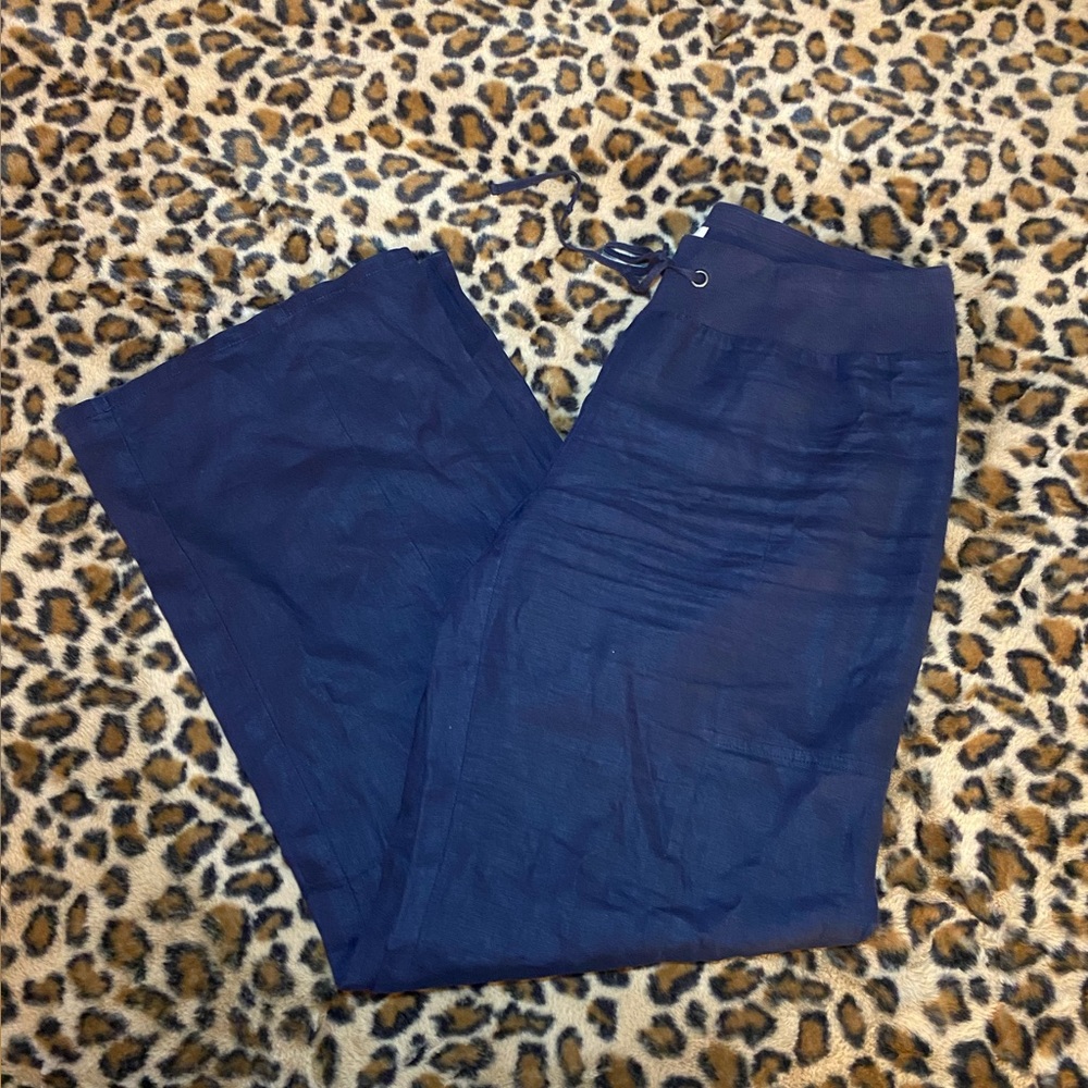 🎀 Eileen fisher navy blue linen pants